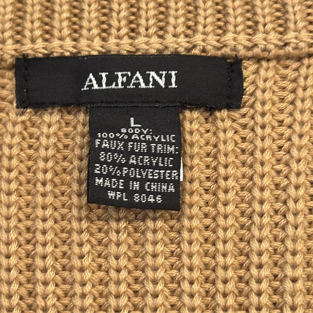 Tan Faux Fur Trimmed Sweater Vest - Picture 6 of 8
